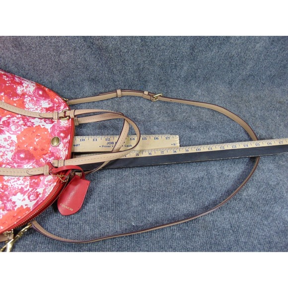 Coach Gallery Tote Purse F31341 Floral Print Red Pink Beige Leather Trim - Picture 16 of 16